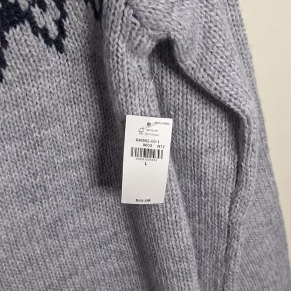 Old Navy Women's Large Sweater Balloon Sleeve Grey Fair Isle - Picture 7 of 7